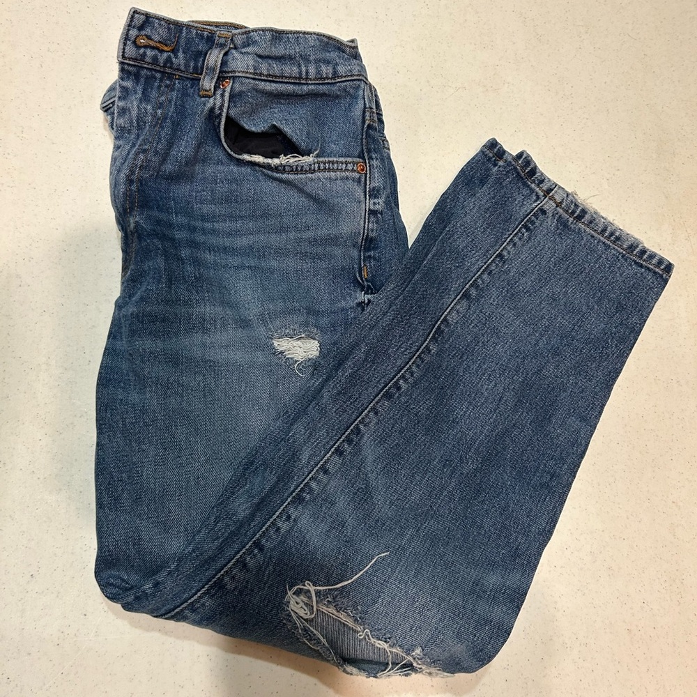 (8) Zara Straight Legged Ripped Jeans